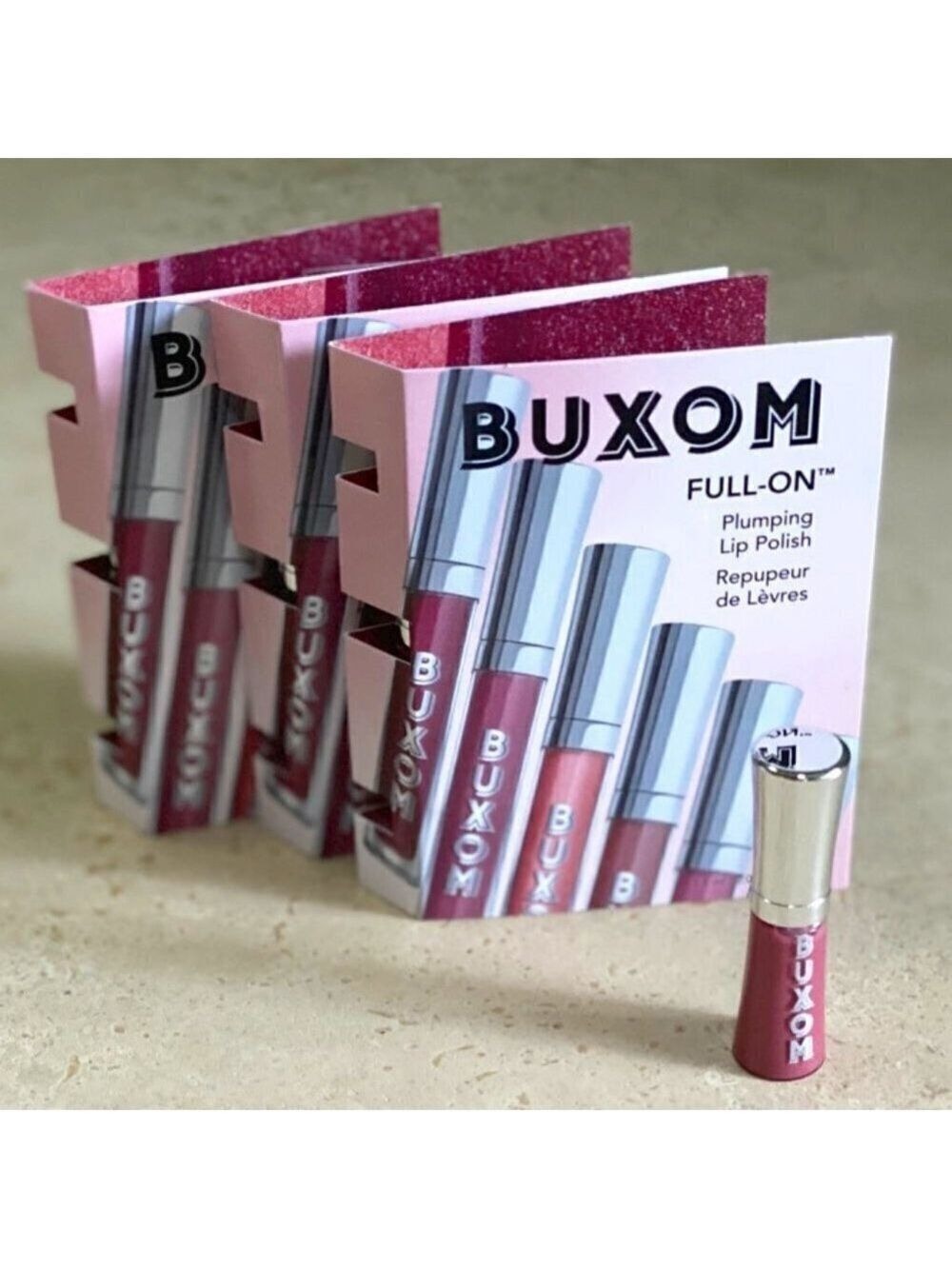 4- Buxom Dolly Full on Lip Plumping Lip Polish mini on card .07oz NEW